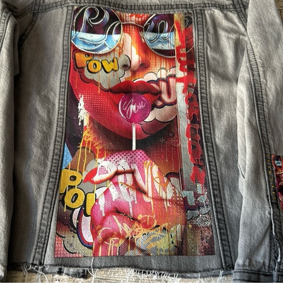Vintage Youth, Custom, Pop Art, Distressed Fitted Jean Jacket - Picture 9 of 16